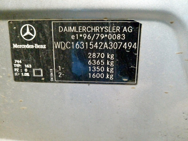 D117, Mercedes Benz M 2002, 3.2, бензин, АКПП